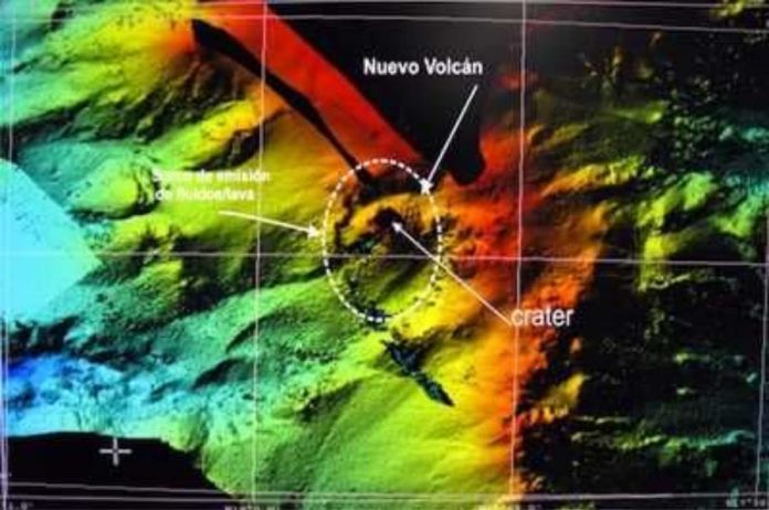 Foto del volcán cartografiado de El Hierro bajo el mar
