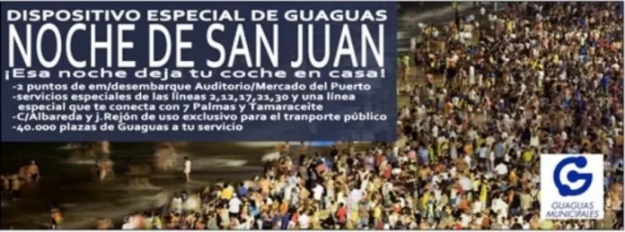 Refuerzo de Guaguas Municipales para de la Noche de San Juan 2012 de Las Palmas